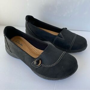 Clarks Collection Roseville Sky Black Leather Slip-On - Sz 7